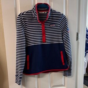 Vineyard Vines Striped Navy and Red Pullover